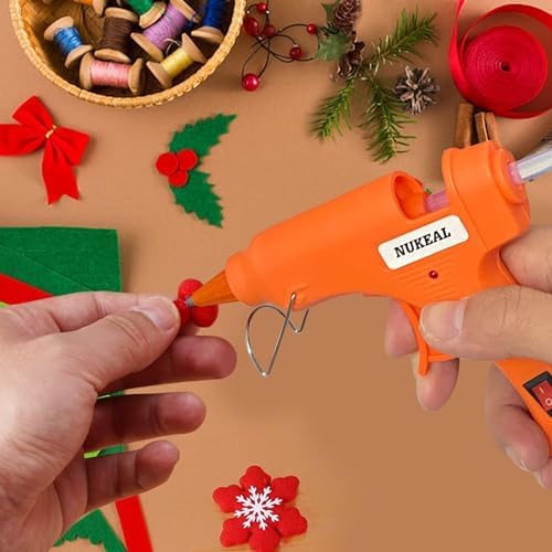 NUKEAL Mini Glue Gun with Case and 24 Sticks 20 Watts Orange
