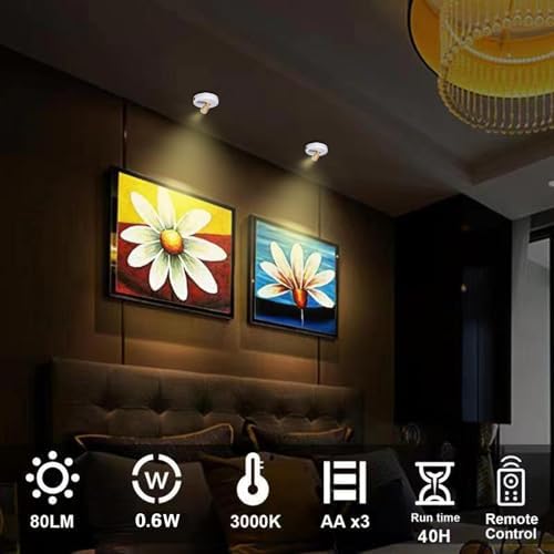 Remote Control Battery Spotlights - 2pcs LED Puck Lights with 360 Rotation