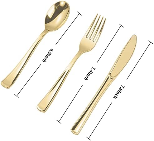 N9R 300PCS Gold Plastic Cutlery Set
