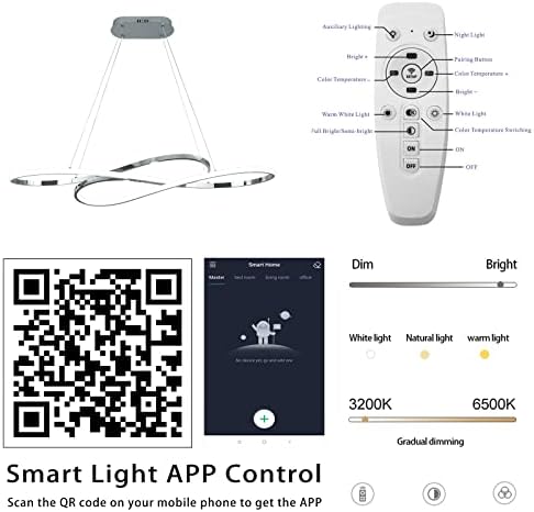 Modern LED Chandelier with Alexa Voice Control Chrome Design 39 Inch