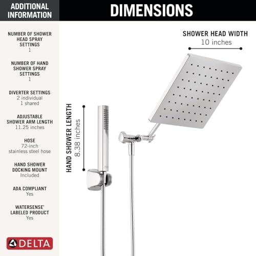 Delta 10-Inch Raincan Hand Held Shower Combo - Chrome