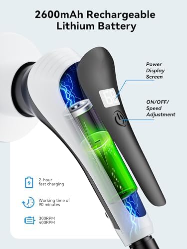 Cordless Electric Spin Scrubber with 8 Replaceable Heads