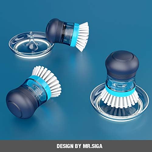 MRSIGA Palm Brush with Soap Dispenser and Holder 1 Set