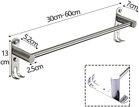 Stainless Steel Towel Rail with 2 Hooks for Bathroom and Kitchen