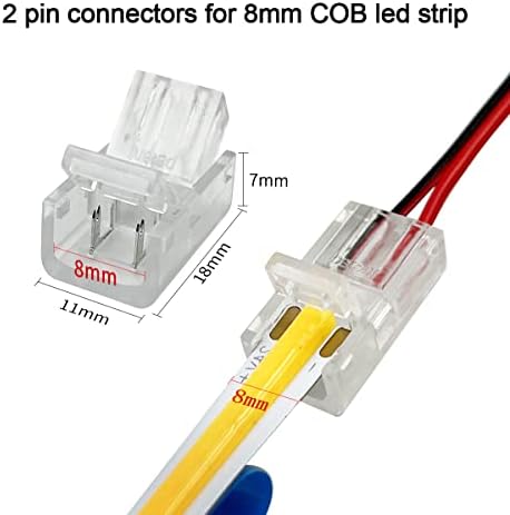 HAMRVL 12-Pack 8mm Cob Led Strip Connectors 2-Pin