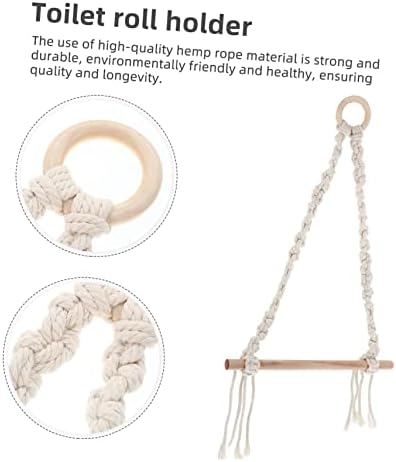 DOITOOL Wooden Toilet Paper Holder with Rope Design