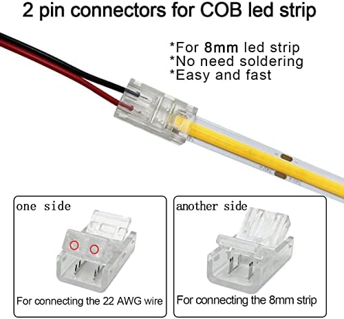 HAMRVL 12-Pack 8mm Cob Led Strip Connectors 2-Pin