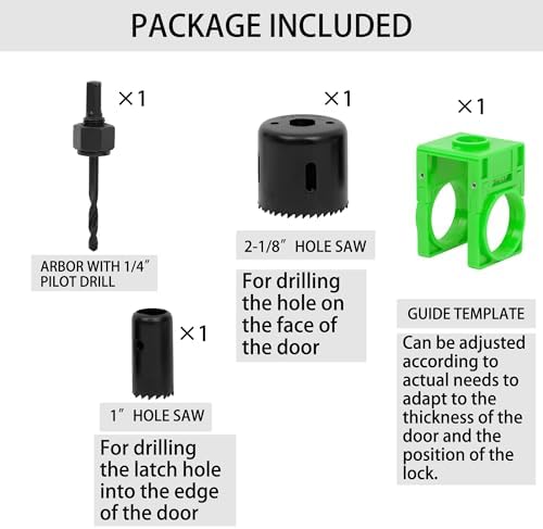 RKK Hole Saw Kit for Door Lock Installation Green