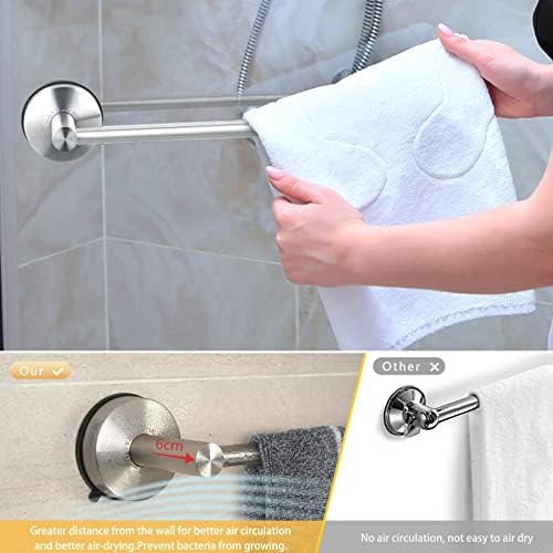 DGYB 17 Inch Suction Cup Towel Bar Brushed Nickel Wall Mount