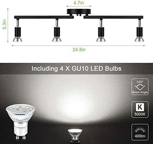 Unicozin 4 Light Track Lighting Kit Black