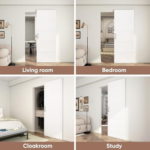 JUBEST 40x86 Concealed Barn Door with Soft Close Hardware Kit