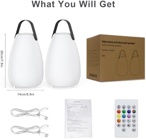uuffoo Bluetooth Speaker Table Lamp with RGB Lights 2 Pack