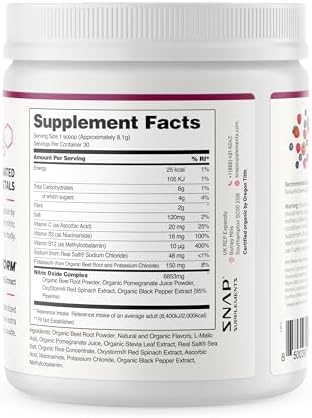 Snap Supplements Organic Beet Root Powder - 30 Servings for Energy Heart Health