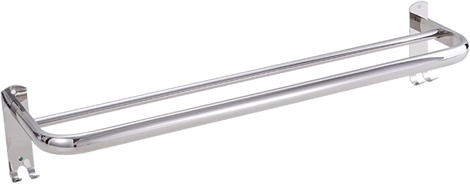 Stainless Steel Double Towel Rail with Hooks for Bathroom and Kitchen