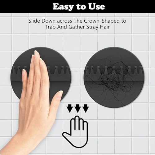 HINGTAI Hair Catcher Wall-Mount Suction Cup Drain Protector Black Reusable