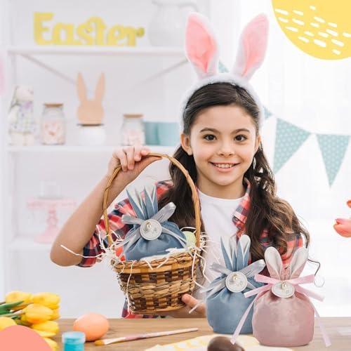 Easter Bunny Gift Velvet Bags with Drawstrings