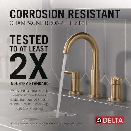 Delta Nicoli Widespread Bathroom Faucet 3 Hole Gold