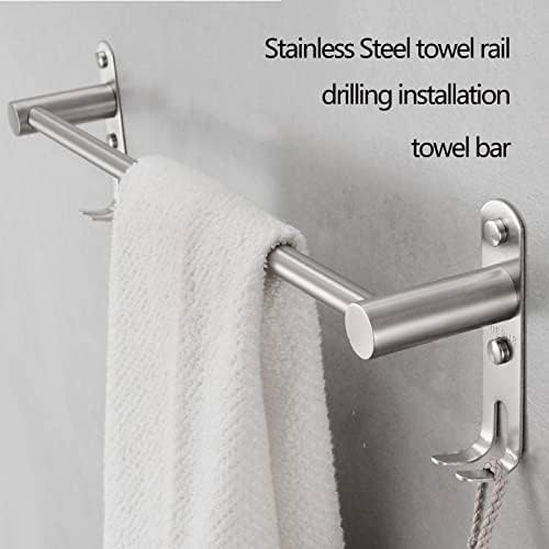 Stainless Steel Towel Rail with 2 Hooks for Bathroom and Kitchen