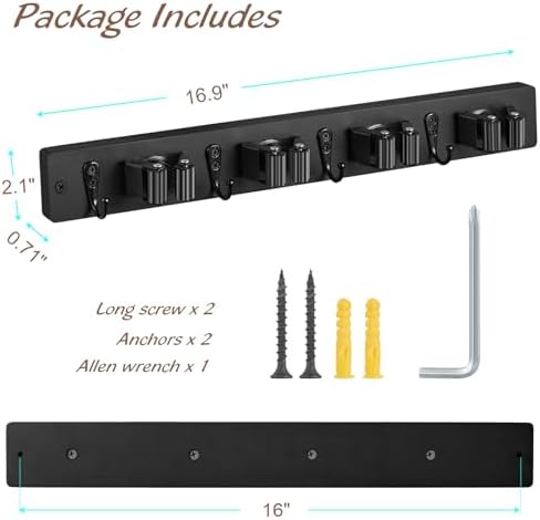 OUTNILI Black Broom Mop Holder Wall Mount 1