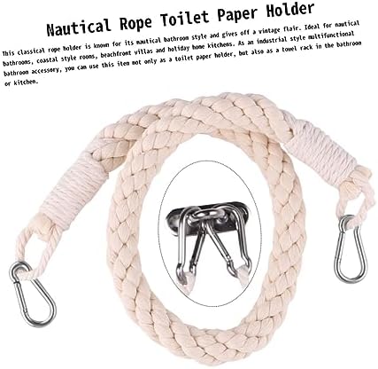 KONTONTY 60cm Cotton Rope Toilet Paper Holder Nautical Decor