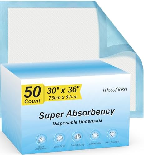 50 Count 30x36 Super Absorbent Disposable Underpads for Baby Pet Adults