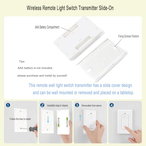 Wireless Remote Light Switch 1 Channel 10A 110V