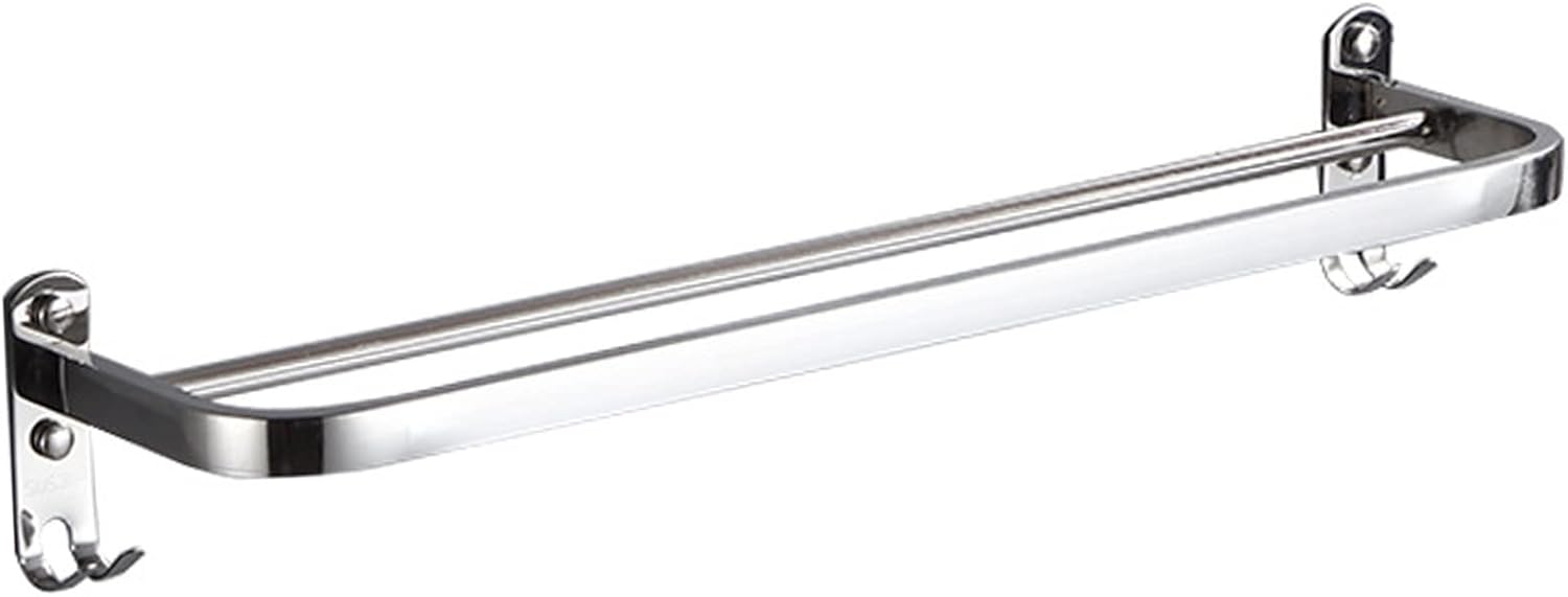 30cm and 40cm Wall Mounted Towel Rail with Hooks
