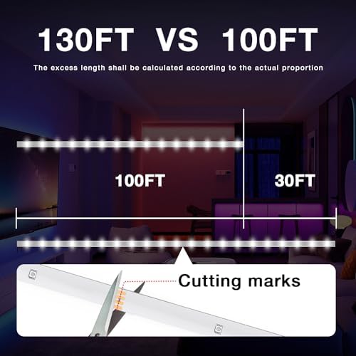 DAYBETTER 130FT RGB LED Strip Lights with Remote and 24V Power Supply