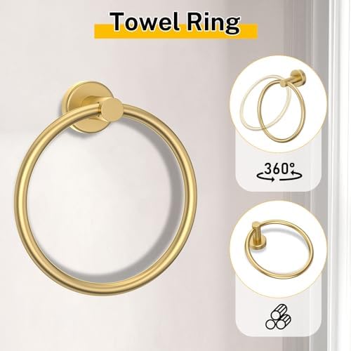 Woekme Brushed Gold Bathroom Hardware Set 5 Pieces