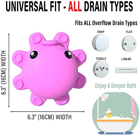 Abalter Bathtub Overflow Drain Cover - Hot Pink Silicone
