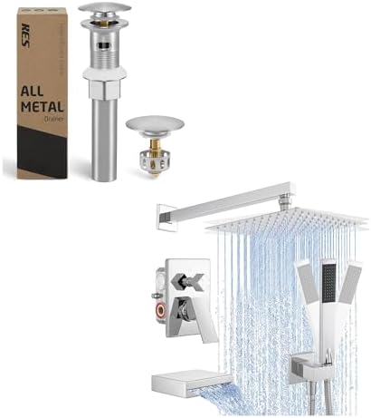 KES Chrome Bathroom Sink Drain with Overflow Hole and Hair Catcher
