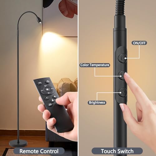 AUZONIMICS Reading Floor Lamp with Dimmable LED and Gooseneck