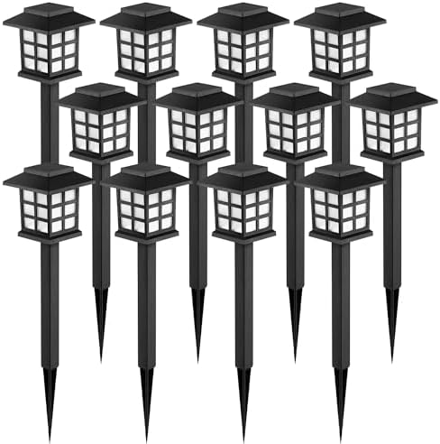 GIGALUMI 12 Pack Solar Path Lights Outdoor