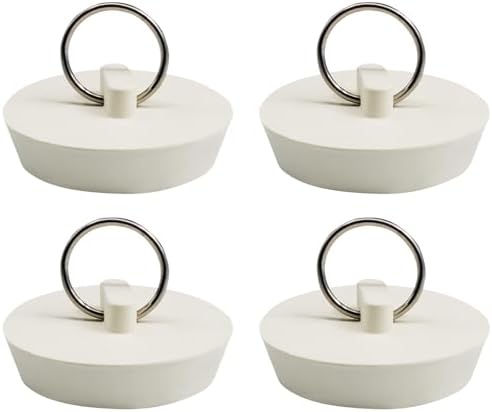 AUXBC Rubber Tub Stopper 4pcs with Hanging Ring White