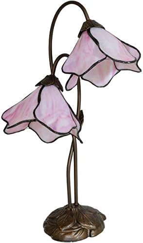 Dale Tiffany TT12146 2-Light Pink Lily Table Lamp in Bronze