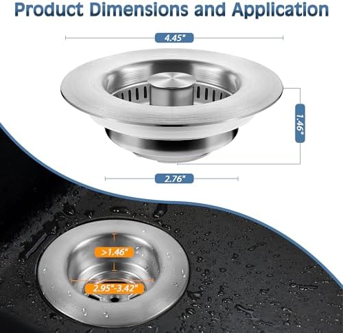 3 in 1 Kitchen Sink Drain Strainer with Pop Up Stopper