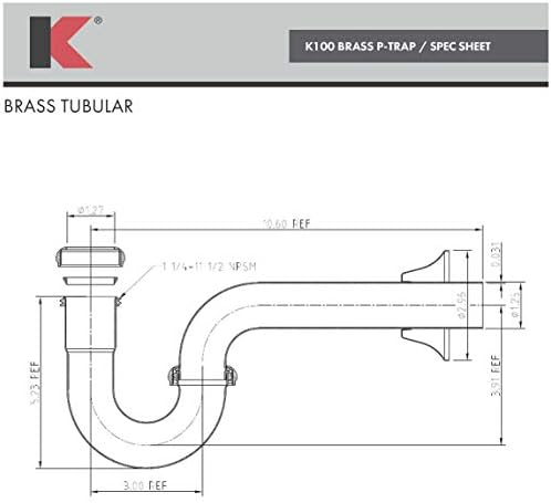 KEENEY K100VB Brass P-Trap with Deep Flange