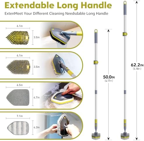 JETSHINE 4-in-1 Tile Tub Scrubber Brush with Extendable Handle 1