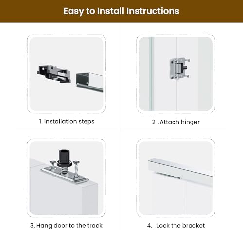 SMARTSTANDARD Bifold Door 24x80 Tempered Frosted Glass with Hardware Kit