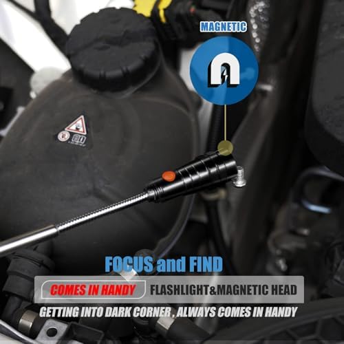 VIBELITE Extendable Magnetic Flashlight - 22 Inches 3 LED Black