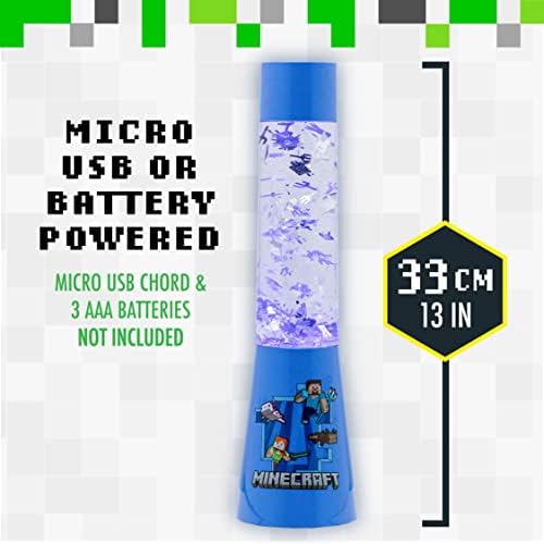 Paladone Minecraft Glitter Flow Lamp for Kids and Tweens