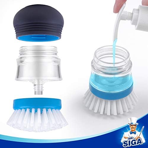 MRSIGA Palm Brush with Soap Dispenser and Holder 1 Set