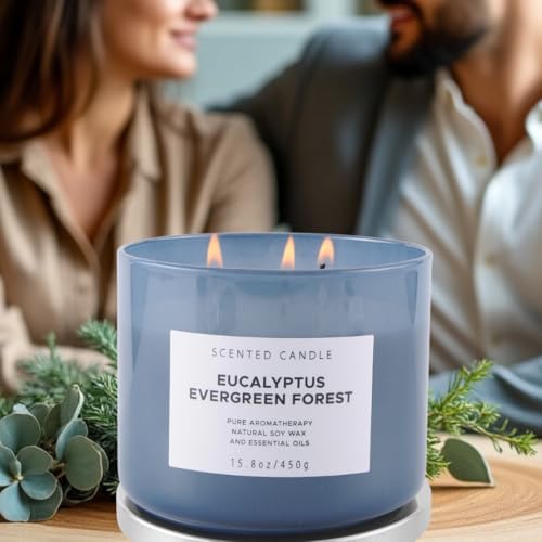 Eucalyptus Evergreen Forest 3 Wick Soy Candle 158 oz Aromatherapy