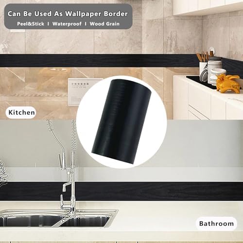 DESOMINOR 32FT Black Waterproof Wallpaper Border