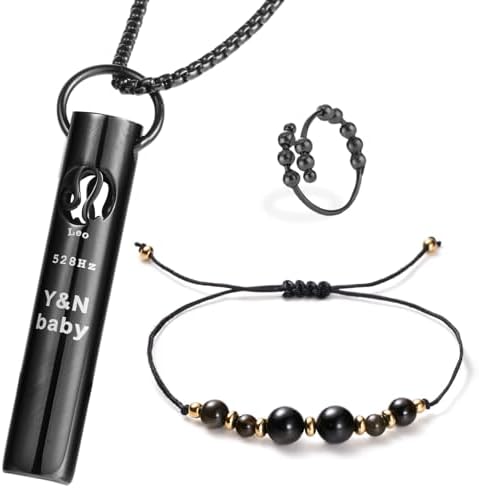 YNbaby 528Hz Meditation Whistle - Stress Relief Accessories with Obsidian Zodiac Sound Therapy