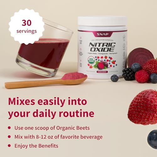 Snap Supplements Organic Beet Root Powder - 30 Servings for Energy Heart Health