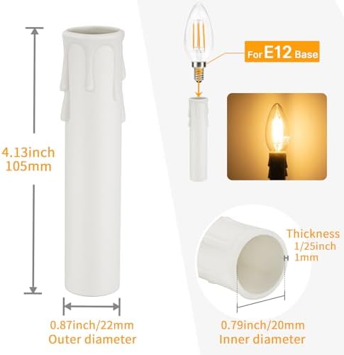 DiCUNO E12 Candle Socket Covers 6 Pcs 4 Inch Candelabra Base Plastic Sleeves