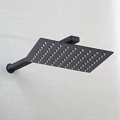 TECKI Black Ultra-thin Wall Mounted Rain Shower Head Faucet