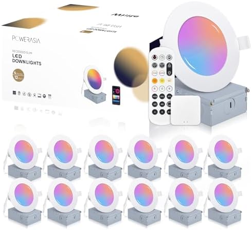 12 Pack Smart LED Recessed Lighting 4 Inch with APP Control