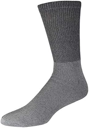 Big and Tall Mens Diabetic Socks - 6 Pairs Black Gray White